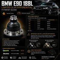 Différentiel arrière LSD 188L à engrenages hélicoïdaux à biaisement de couple pour BMW E90 E92 E82 325i 328i 330i 335i – Amélioration des performances – Vente chaude