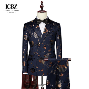 Autunno e inverno stile coreano abito abito da sposa in <span class=keywords><strong>velluto</strong></span> Slim stampato da <span class=keywords><strong>uomo</strong></span> tre pezzi cena festa - Product Image 2