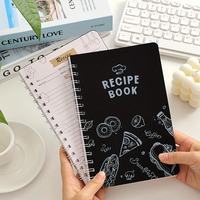 Planificateur de recettes en papier noir 2026, journal de recettes en PVC noir de 48 feuilles avec autocollants, planificateur d'alimentation saine, organisateur de repas quotidiens