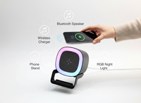   Haut-parleur avec lumière LED, chargeur sans fil 4-en-1, support de téléphone, veilleuse, station d'accueil de bureau LDN2001-21-1