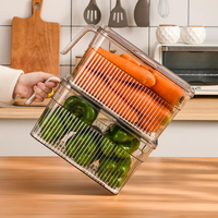 Organisateurs de Rangement de Cuisine et Garde-Manger, Boîte de Rangement Transparente Hermétique pour Réfrigérateur et Aliments, avec Couvercles et Poignées