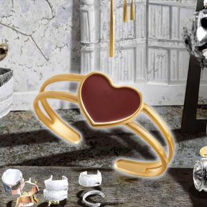 Fashion Bangle for Women Wine <b>Red</b> Silver Plated Heart Shape Fadeless Anniversary brass handmade cuff <b>bracelet</b> luxury - Product Image 3