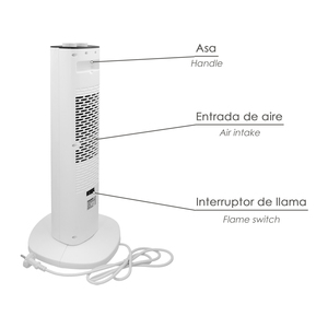 Termoventilatore a torre in ceramica con effetto fiamma, 800/2000 Watt. Oscillante - Product Image 4