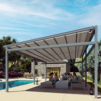 Pergola Motorisée et Rétractable d'Ombrage, Store Banne de Terrasse Extérieure Coulissant, Toit Rétractable pour Pergola