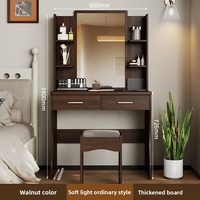 Table de maquillage minimaliste nordique avec miroir LED, coiffeuse pour chambre à coucher
