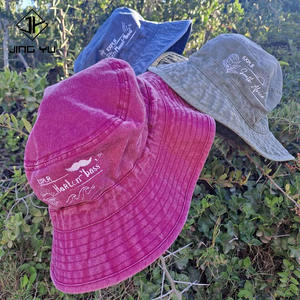 Chapeau de pêcheur de haute qualité en coton, avec logo brodé, style personnalisé et tendance, effet délavé, grand modèle. - Product Image 1