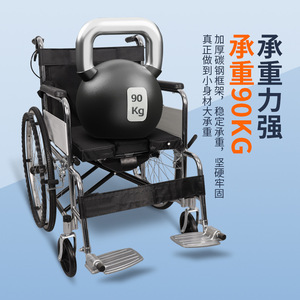 รถเข็นวีลแชร์ Jinshoutang แบบปรับได้ ขนาด 24 นิ้ว โครงหนา รับน้ำหนักได้ 90 กก. สำหรับผู้สูงอายุและผู้พิการ - Product Image 1