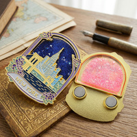 Aimant de réfrigérateur personnalisé en métal 3D avec design New York City Skyline Shaker, magnifique aimant émaillé à paillettes liquides et sable mouvant