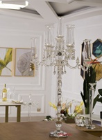 Magnifique candélabre en cristal de verre à 9 bras pour mariage, décoration d'intérieur, centre de table de mariage