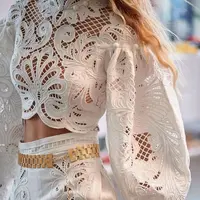 Chiffon di alta qualità in Crepe de chine con ricamo Guipure Fashion Week Designer Dress tessuto di pizzo