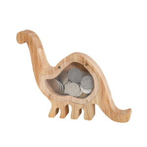 Tirelire en bois en forme d'animal, tirelire pour enfants, tirelire créative transparente en forme de dessin animé, boîte de rangement pour pièces de monnaie, faite à la main. - Product Image 3
