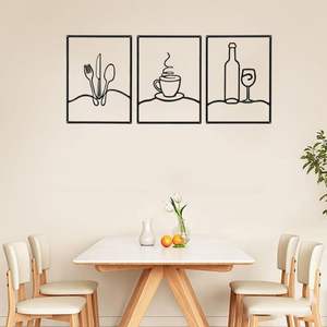 Lot de 3 Panneaux Muraux Métalliques Minimalistes pour <span class=keywords><strong>Cuisine</strong></span>, Décoration <span class=keywords><strong>Murale</strong></span> Rustique Noire pour <span class=keywords><strong>Cuisine</strong></span>, Salle à Manger, Salon, Décoration Intérieure - Product Image 3