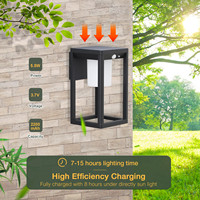 Bougie noire moderne en aluminium ip44 avec détecteur de mouvement, lampes solaires à led pour jardin extérieur, appliques murales