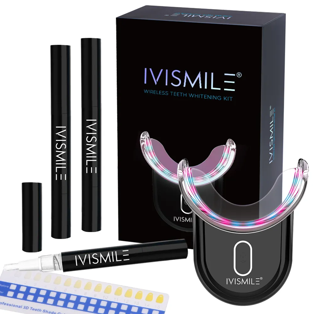 IVISMILE ขายส่งชุดฟอกสีฟันโลโก้ที่ปรับแต่งได้พร้อมหลอดไฟ LED 35% CP HP Gel