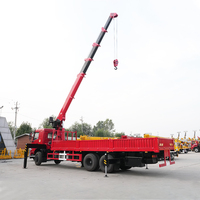 Grue mobile hydraulique montée sur camion Dongfeng de 12 tonnes à flèche droite, certifiée CE pour la construction et le levage
