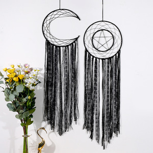 <span class=keywords><strong>Attrape</strong></span>-rêves mural en macramé avec triangle noir, <span class=keywords><strong>cercle</strong></span>, lune, pierres précieuses naturelles et œil maléfique, décoration d'intérieur - Product Image 2