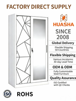 Armoire coulissante en acier avec miroir imprimé de haute qualité pour chambre à coucher, armoire de rangement métallique KD – Offre Spéciale