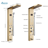 Robinet de douche de luxe en acier inoxydable 304 avec écran LED numérique, système de douche en cascade, ensemble de mitigeur de douche, panneau de douche