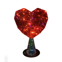 Holografischer Roter Herz-LED-Baumspitzen-Dekor Schillerndes PET-Prisma Beleuchtung 3D-Herz-Skulptur USB-Betrieben 8 Modi Weihnachtsdekoration