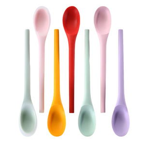 Cuillères de service à soupe de cuisine avec long manche, cuillères de cuisson en silicone pour la cuisine en remuant pour servir la cuisine - Product Image 1