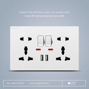 Prise murale multifonctionnelle à écran tactile de norme britannique avec USB Type-C, double prise universelle à 3 broches, voyant lumineux, matériau PC - Product Image 5