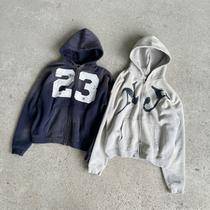 เสื้อฮู้ดซิปผู้ชาย ผ้าฝ้าย 100% ผ้าเฟรนช์เทอร์รี่ ลายตัวอักษร NY สวมใส่สบายๆ สำหรับฤดูใบไม้ร่วง ทรงปกติ - Product Image 3