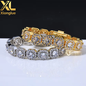 Stock Fashion 12MM Luxury Iced Out Hop Jewelry Zircon Cut Cluster Tennis <b>Bracelet</b> <b>Copper</b> Alloy Unisex Gift - Product Image 6