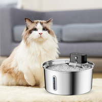 Distributeur d'eau sans fil pour animaux de compagnie, 3,2 L, fontaine à eau pour chat, distributeur d'eau pour chien, acier inoxydable, grande capacité
