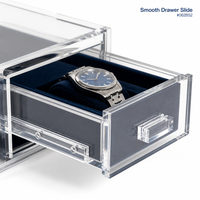 Boîte de rangement pour montres en acrylique transparent avec 3 tiroirs coulissants, plateau en velours, organisateur de montres, armoire, OEM, ODM, vente en gros personnalisée