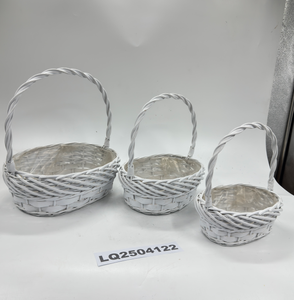 Cesta de regalo de sauce con forma ovalada tejida a mano, cesta de mimbre estilo flor para frutas y picnic - Product Image 3