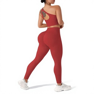 Conjunto Deportivo Seamless para Mujer al por Mayor: Sujetador Deportivo de Un Hombro y Leggings de Alta Elasticidad para Entrenamiento y Fitness - Product Image 5