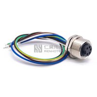 Arnés de cableado de señal M7/8' de 3, 4, 5, 6 pines, conector hembra con código A de un solo extremo y enchufe frontal de montaje en panel, 18AWG