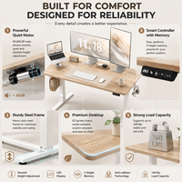 Bureau debout électrique intelligent, moderne, durable et ergonomique, réglable en hauteur, 40x24 pouces, pour bureau à domicile, avec 2 crochets, en érable