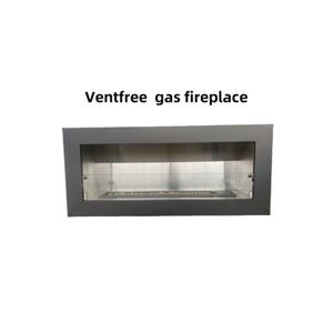 Chimenea de gas reclusa moderna en acabado de acero inoxidable cepillado Quema limpia Instalación de tipo de inserción de Calefacción Eficiente para el hogar - Product Image 2