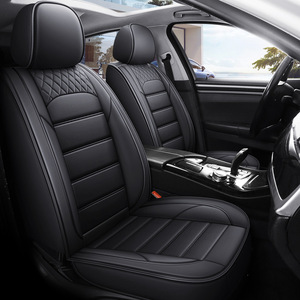 Housses de Sièges de Voiture de Luxe en Cuir Fibre Noir, Ensemble Complet, 5 Sièges, Universelles, Accessoires de Véhicule, Kits <span class=keywords><strong>Auto</strong></span> - Product Image 3