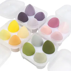 Sponge 4pcs/Set Makeup Puff Cosmetic Latex Soft Beauty Ball Foundation Powder With Box Wet And Dry Colorful Makeup Tool