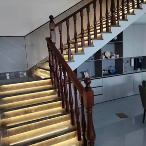 빌라 홈 골든 로즈 우드 계단 난간 현대적인 디자인 조심스럽게 광택 부드럽고 완벽한 독특한 아름다움 - Product Image 1