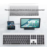 Ensemble clavier et souris sans fil ultra-mince pleine taille personnalisé 110 touches, rechargeable, silencieux, combo clavier 2.4G + BT avec pavé numérique