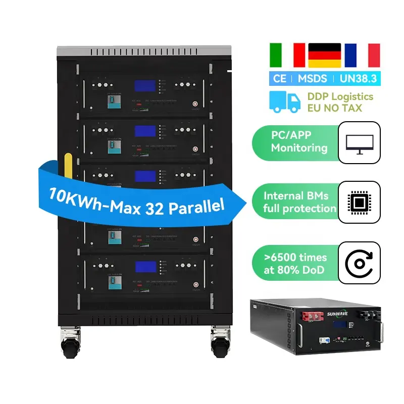 Solar Lithium Battery Rack Mounted 5kWh 10kWh 15kWh LiFePO4 Battery 48V 100Ah 200Ah Lithium Battery