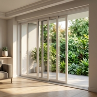 Fenêtre empilable en PU, multi-glissières, coulissante et fixe, fabrication étanche, résistante au vent et au feu, pour maison et bureau, design moderne et élégant