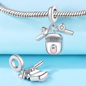 Ensemble de pendentifs mignons de style dessin animé, en laiton blanc plaqué argent, bijoux tendance, adaptés à la création de bijoux - Product Image 4