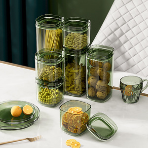 Stackable silicone-kín nhựa trong suốt Pet lưu trữ Jar tủ lạnh lưu trữ box với nắp có thể nhìn thấy thực phẩm lưu trữ container - Product Image 1