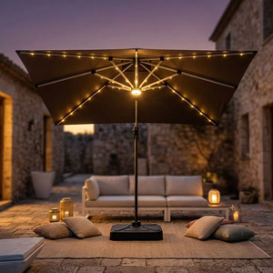 Parasol cantilever d'extérieur avec éclairage LED solaire, parasol de patio haut de gamme avec éclairage intégré pour jardin - Product Image 2
