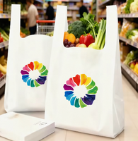 Sacs shopping écologiques biodégradables imprimés sur mesure, sacs shopping en plastique PE avec soufflet latéral et poignée longue