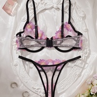 Soutien-gorge féminin sexy et romantique brodé de fleurs, ajouré, style Pure Desire