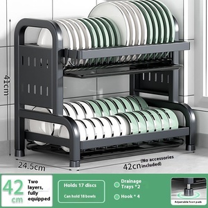 Giá để bát đĩa đa năng hai tầng bằng kim loại, có khay đựng đũa, dao và thớt - Product Image 6