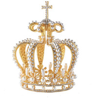 Diadème et couronne en strass plaqué or Rosa Bessie, très populaire, pour la décoration de gâteaux de mariage
