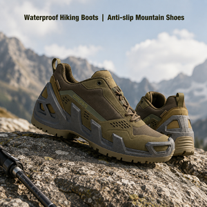 Botas de Senderismo Impermeables para Todo Terreno, Nubuck Artificial Transpirable, Antideslizantes, Botas de Trekking con Amortiguación para Montaña - Product Image 1