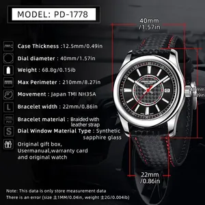 <span class=keywords><strong>PAGANI</strong></span> DESIGN 1778 Nouvelle montre automatique mécanique pour homme 40 mm <span class=keywords><strong>NH35A</strong></span> Luxe Acier inoxydable Saphir 10 bars Relogio Masculino - Product Image 2
