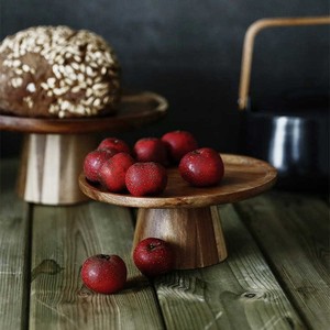 Plateau en bois d'acacia poli, cuisine, salon, fruits, en-cas, sushi, gâteau, <span class=keywords><strong>dessert</strong></span>, présentation, plateau de service multifonctionnel, moderne - Product Image 3